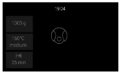 19:04 1000 g 160°C medium I→ 25 min