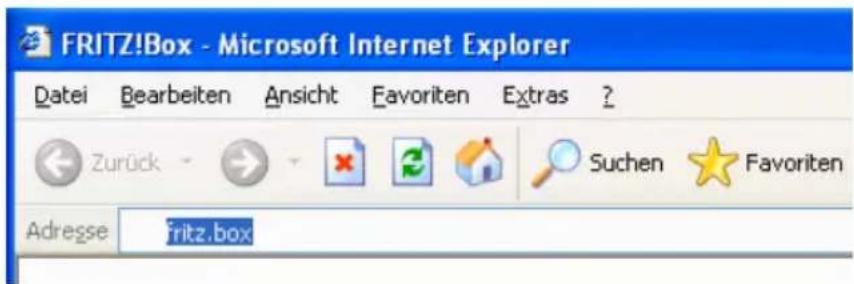 FRITZ!Box - Microsoft Internet Explorer Datei Bearbeiten Ansicht Favoriten Extras ? Zurück Suchen Favoriten Adresse fritz.box