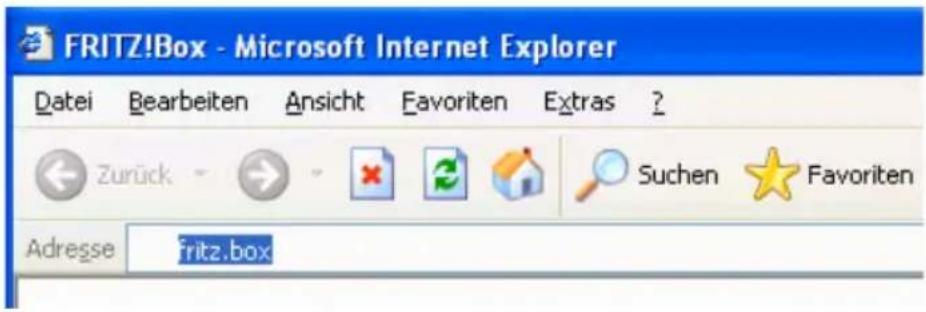 FRITZ!Box - Microsoft Internet Explorer Datei Bearbeiten Ansicht Favoriten Extras ? Zurück Suchen Favoriten Adresse fritz.box