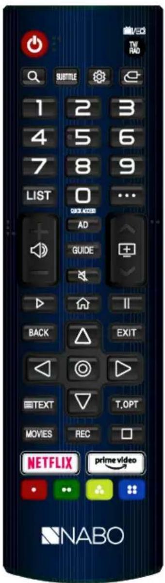 1 2 3 4 5 6 7 8 9 LIST BACK ACCESS AD GUIDE BACK EXIT TEXT T.OPT MOVIES REC NETFLIX prime video NABO