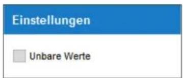 Einstellungen Unbare Werte
