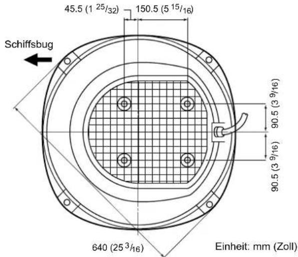 Schiffsbug 45.5 (1 25/32) 150.5 (5 15/16) 90.5 (3 9/16) 90.5 (3 9/16) 640 (25 3/16) Einheit: mm (Zoll)