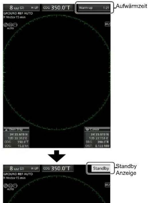 8 NM (2) H-UP COG 350.0 T Warm-up 1:21 Ground REF AUTO R Vector 15 min AUTO IR2 Aufwärmzeit 44 35.619 N 1,5: 22.312 E COG 350.0 T SOG 15.0 km CURD 34 35.619 N 1,5: 22.151 E BRG 280.0 R DIST 0.133 NM Standby Anzeige 8 NM (2) H-UP COG 350.0 T Standby
