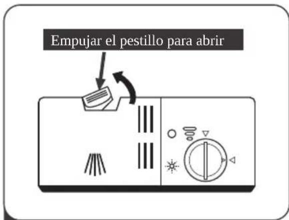 Empujar el pestillo para abrir