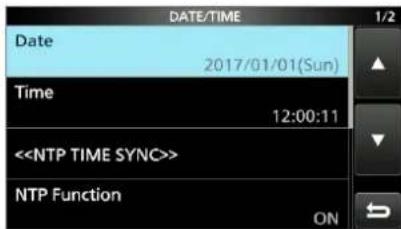 DATE/TIME Date 2017/01/01(Sun) Time 12:00:11 <> NTP Function ON