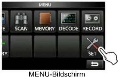 MENU SCAN MEMORY DECODE RECORD SET MENU-Bildschirm