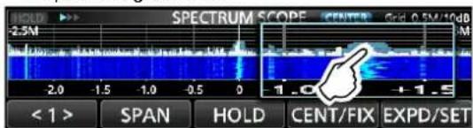 SPECTRUM SCOPE CENTR 0.5M/10dB -2.5M < 1 > SPAN HOLD CENT/FIX EXPD/SET