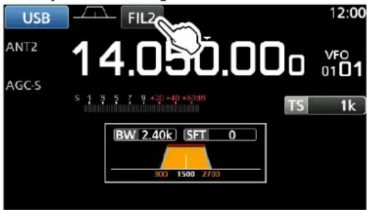 USB FIL2 12:00 ANT2 14.050.00 VFO 0101 AGC-S 5 1 3 5 7 9 +20 +40 +60dB TS 1k BW 2.40k SFT 0 300 1500 2700