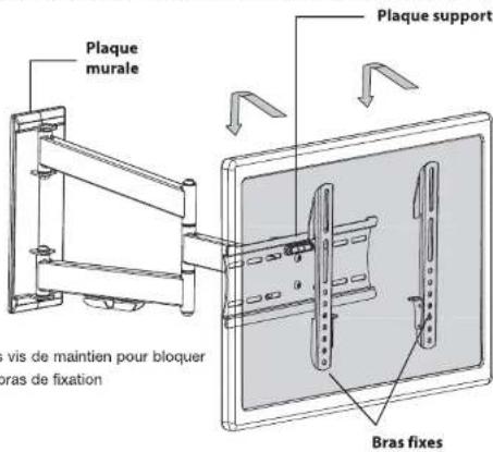 Plaque murale Plaque support Bras fixes vis de maintien pour bloquer bras de fixation