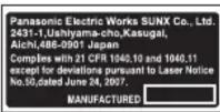 PANASONIC EX-L262-P - Etiketten und ihre Position - 1