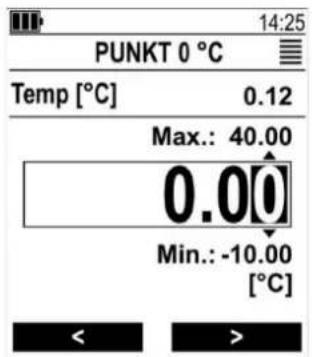 PUNKT 0 °C Temp [°C] 0.12 Max.: 40.00 0.00 Min.: -10.00 [°C] < >