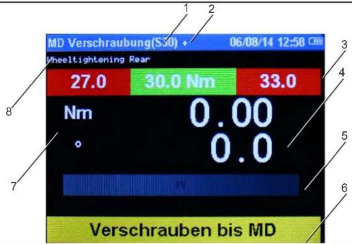 MD Verschraubung(S30) + 06/08/14 12:58 Wheeltightening Rear 27.0 30.0 Nm 33.0 Nm 0.00 ° 0.0 Verschrauben bis MD