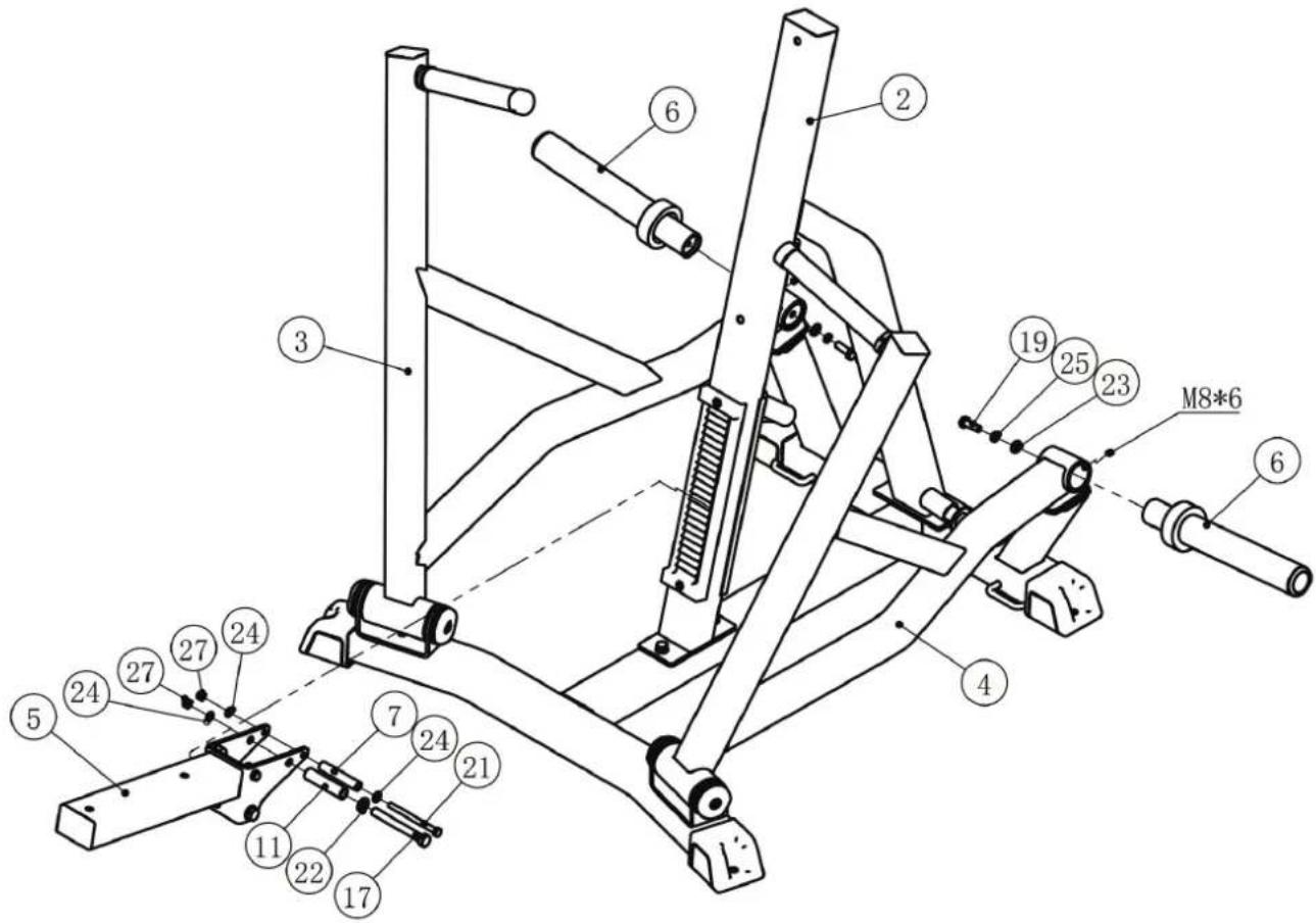 TAURUS Chest Press IFP - Schritt 3: Montage des Sitzpolsterrahmens und der Gewichtsaufnahmen - 1