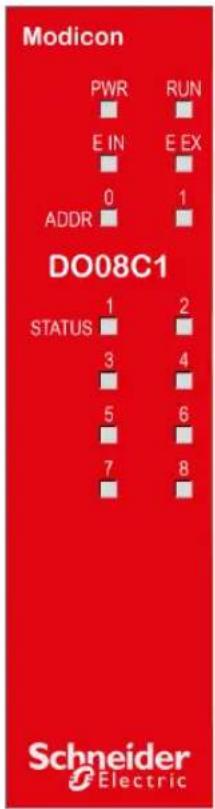 Modicon PWR RUN E IN E EX 0 1 ADDR DO08C1 STATUS 1 2 3 4 5 6 7 8 Schneider & Electric