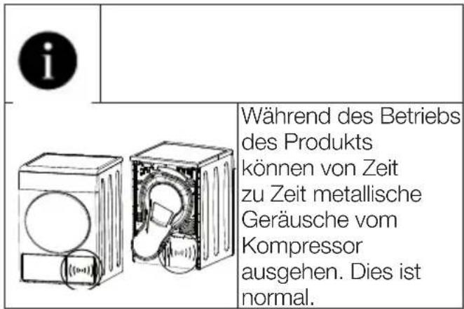 i Während des Betriebs des Produkts können von Zeit zu Zeit metallische Geräusche vom Kompressor ausgehen. Dies ist normal.
