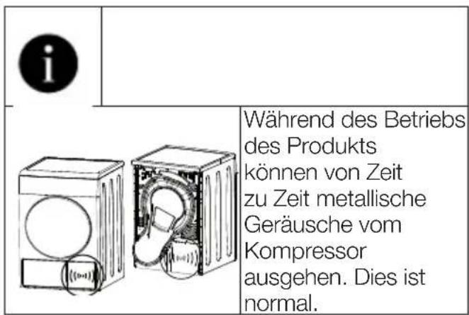 i Während des Betriebs des Produkts können von Zeit zu Zeit metallische Geräusche vom Kompressor ausgehen. Dies ist normal.