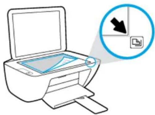HP DeskJet 2320 - Auflegen von Originalen auf das Scannerglas - 2