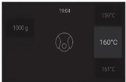 19:04 159°C 1000 g 160°C 161°C