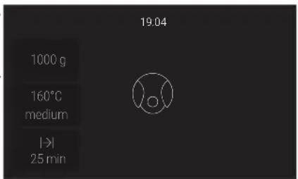 19:04 1000 g 160°C medium |>|| 25 min