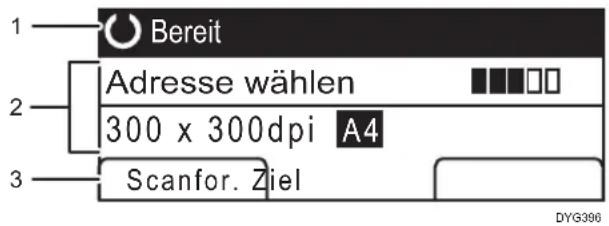 1 Bereit 2 Adresse wählen 300 x 300dpi A4 3 Scanfor. Ziel DYG396