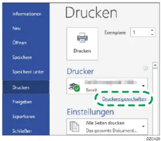 Informationen Neu Öffnen Speichern Speichern unter Drucken Freigeben Exportieren Schließen Drucken Exemplare: 1 Drucken Drucker Bereit Druckereigenschaften Einstellungen Alle Seiten drucken Das gesamte Dokument... DZC420
