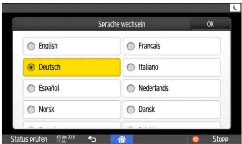 Sprache wechseln OK English Deutsch Français Italiano Español Nederlands Norsk Dansk Status prüfen 03 Sep. 2018 17:56 Stopp