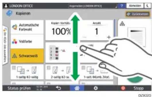 LONDON OFFICE Kopieren Automatische Farbwahl Vollfarbe Schwarzweiß 100% Kopier-Verkäb: Anzahl: 1 1-seitig-92-se 2-seitig-92-se 1-seit-9Komb Zvurl. Status prüfen DZX020 Stopp