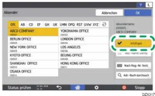 Absender Off AB CD EF GH UK LMN OPQ RST UVW XYZ ABCD COMPANY 00002 YOKOHAMA OFFICE 00002 BERLIN OFFICE 00001 LONDON OFFICE 00004 NEW YORK OFFICE 00005 LOS ANGELES 00006 KYOTO OFFICE 00007 BEIJING OFFICE 00008 SHANGHAI OFFICE 00010 HONG KONG OFFICE 00011 OSAKA OFFICE 00014 Abndername: [00001] ABCD COMPANY ✓ Infugees Pass - Name Settings Nach Reg.-Nr. tests Adr - Buch durchsuch Status prüfen 12/31/2018 Stopp DZX317