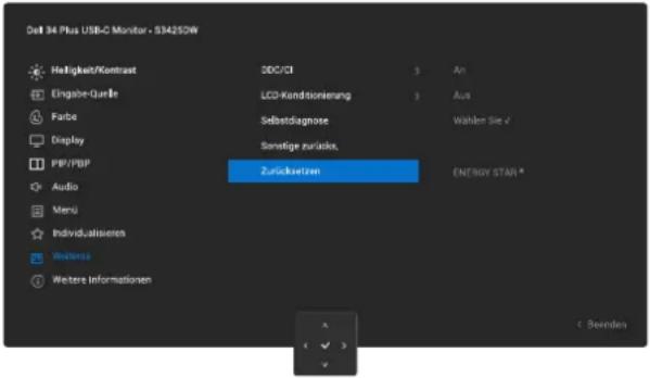 DELL S3425DW - Symbol Menü und Untermenü Beschreibung - 8