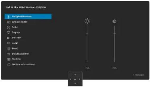 DELL S3425DW - Menüsystem aufrufen - 2