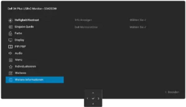 DELL S3425DW - Symbol Menü und Untermenü Beschreibung - 9