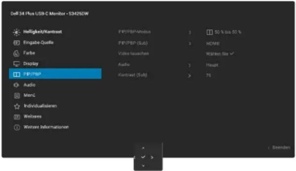 DELL S3425DW - Symbol Menü und Untermenü Beschreibung - 4