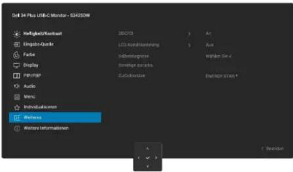 DELL S3425DW - Symbol Menü und Untermenü Beschreibung - 5