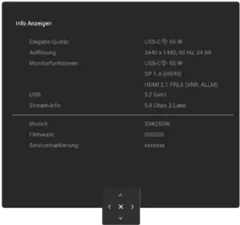 DELL S3425DW - Symbol Menü und Untermenü Beschreibung - 10