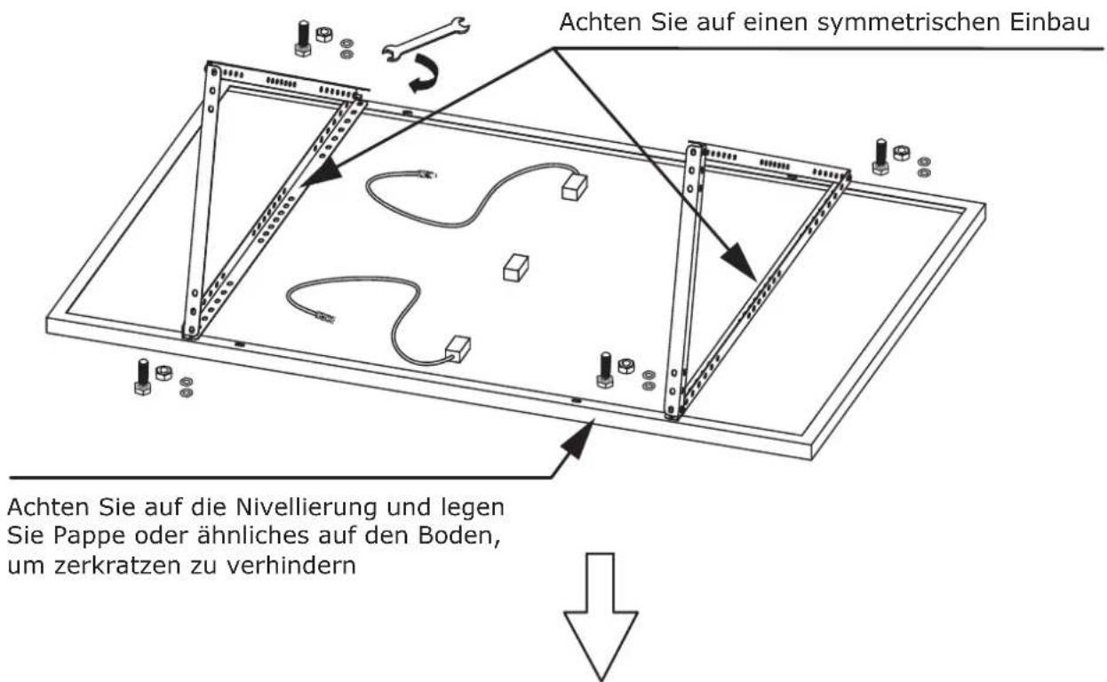 Achten Sie auf einen symmetrischen Einbau Achten Sie auf die Nivellierung und legen Sie Pappe oder ähnliches auf den Boden, um zerkratzen zu verhindern