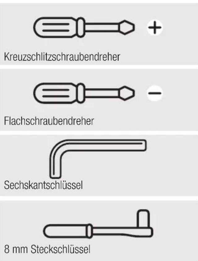 Kreuzschlitzschraubendreher Flachschaubendreher Sechskantschlüssel 8 mm Steckschlüssel