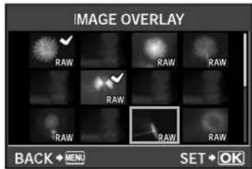 IMAGE OVERLAY RAW RAW RAW RAW RAW RAW BACK • MENU SET • OK