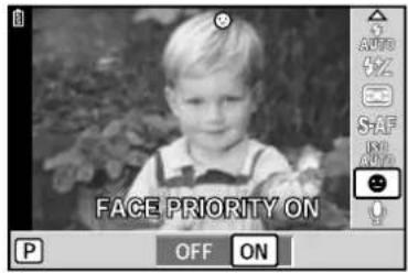 FACE PRIORITY ON P OFF ON