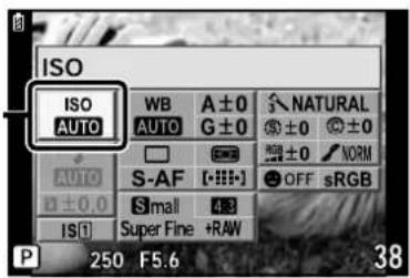 ISO AUTO WB A ± 0 AUTO G ± 0 S-AF [· · · · · ·] Small 48 Super Fine +RAW NATURAL ± 0 ± 0 RGB ± 0 NORM OFF sRGB P 250 F5.6 38