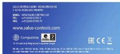 SALUS CONTROLS WITH RESULITRASE 14 2.6/00 MULTICUM / AN AMBI BMOOL: RAPESOLUTROS & FIBILS.DE TEL: 4-20-50813-53313 URL: 4-20-50813-53313 www.salus-controls.com Computime EAC CE