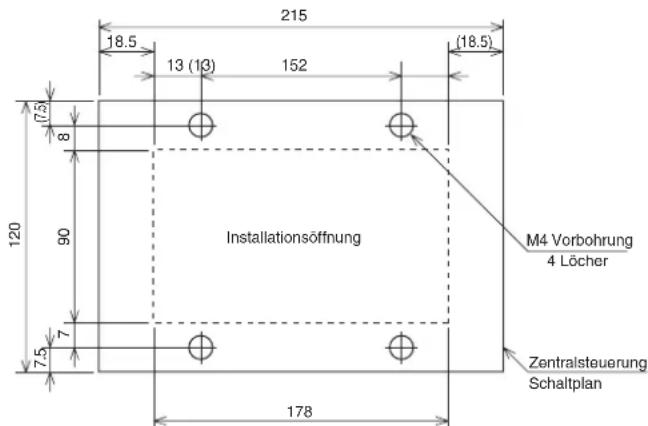 215 18.5 13 (13) 152 (18.5) (7.5) 8 120 90 Installationsöffnung M4 Vorbohrung 4 Löcher 7 7.5 7 178 Zentralsteuerung Schaltplan