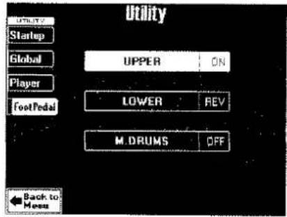 Utility Startup Global Player Foot Pedal UPPER ON LOWER REV M.DRUMS OFF Back to Mees