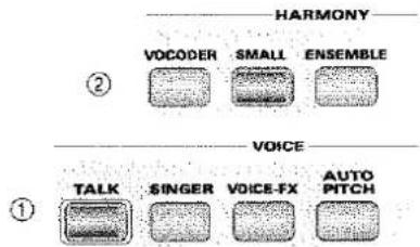 HARMONY VOCODER SMALL ENSEMBLE ② VOICE TALK SINGER VOICE-FX AUTO PITCH