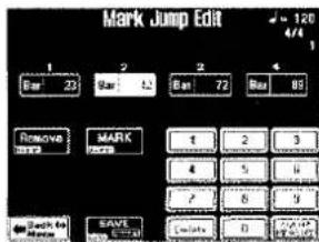 Mark Jump Edit 1 2 3 4 Bar 23 Bar 50 Bar 72 Bar 85 Remove MARK MARK 1 2 3 4 5 6 7 8 9 Back to Save Save Close D 22/4/22