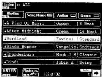 Index >> ALL Rhythm Song Name Author Gears A Kind Of Magic Queen 8 Beat After Midnight Cream 16 Beat Birdland Zavinul Standard Blade Runner Vangelie Sndtrack Frunderburg Bach J S Classic Dindi Jobin A Swing ENTER Finder 132 of 132