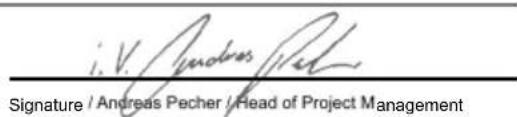 i. V. Andrews Pecher Signature / Andreas Pecher / Head of Project Management