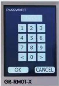 PASSWORD 1 2 3 4 5 6 7 8 9 < 0 > OK CANCEL GR-RM01-X
