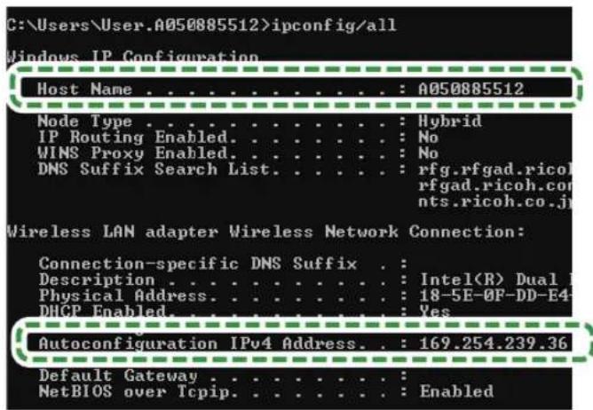 C:\Users\User.A050885512>ipconfig/all Windows IP Configuration Host Name . . . . . . . . . . . : A050885512 Node Type . . . . . . . . . . . . : Hybrid IP Routing Enabled. . . . . . . . : No WINS Proxy Enabled. . . . . . : No DNS Suffix Search List. . . . . : rfg.rfgad.rico rfgad.ricoh.com nts.ricoh.co.j Wireless LAN adapter Wireless Network Connection: Connection-specific DNS Suffix . Description . . . . . . . . . : Intel(R) Dual Physical Address. . . . . . . : 18-5E-0F-DD-E4 DHCP Enabled. . . . : Yes Autoconfiguration IPv4 Address. : 169.254.239.36 Default Gateway . . . . . . . : NetBIOS over Tcpip. . . . : Enabled