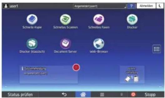 user1 Argente@User1 Abnormal Schnebe Kopie Schmelles Scannen Schmelles Faken Drucker Drucker (Klassisch) Document Server Web Browser Systemmechaner Anzahlte (dav) Status prüfen Stopp