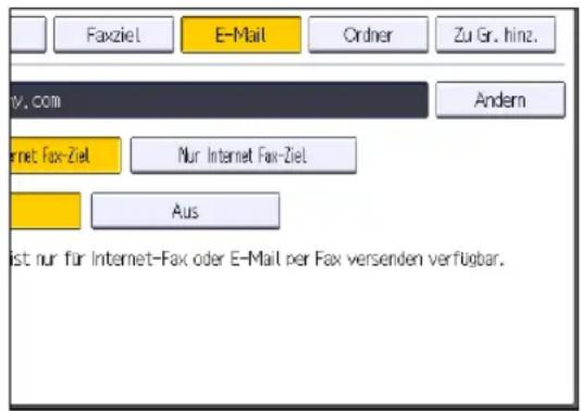 Faxziel E-Mail Ordner Zu Gr. hinz. tv.com Andern Internet Fax-Ziel Nur Internet Fax-Ziel Aus ist nur für Internet-Fax oder E-Mail per Fax versenden verfügbar.